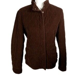 EDDIE BAUER Quilted Corduroy Jacket Chocolate Brown Womens M Academia Heritage